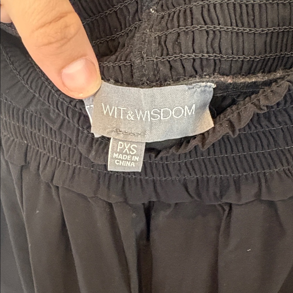 Wit & Wisdom Black Midi Skirt with Smocked Waist - Picture 2 of 2